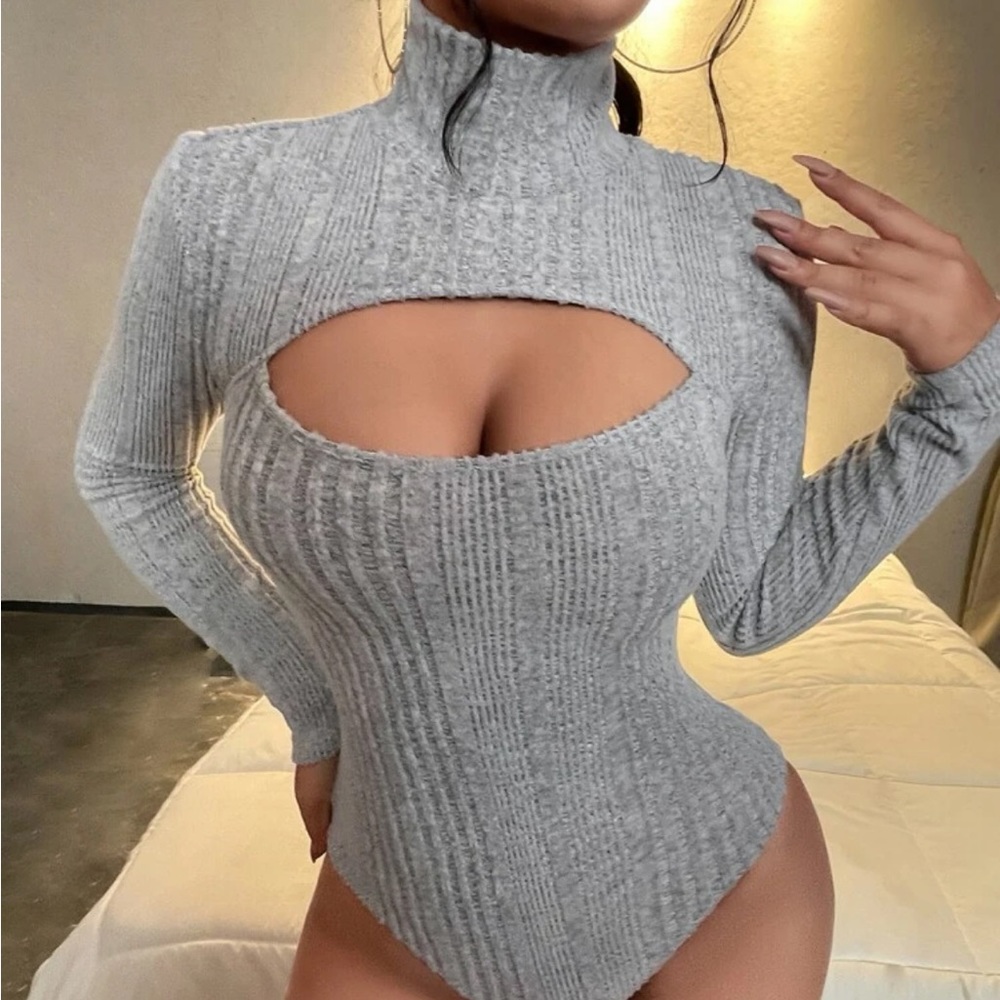 Cozy high neck cutout bodysuit